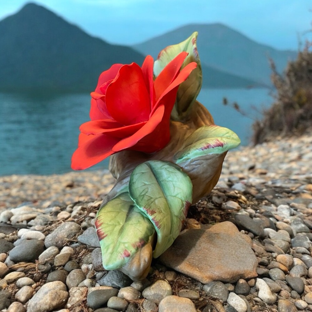 Vibrant Red Rose with Lush Green Leaves in Realistic Art Style - Picture 7 of 8